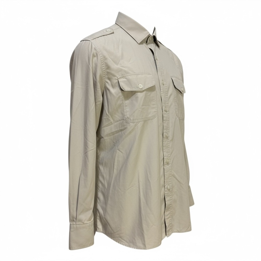 Tom Ford Military Shirt Silk Mens Beige Button Up Long Sleeve Shirt XXL